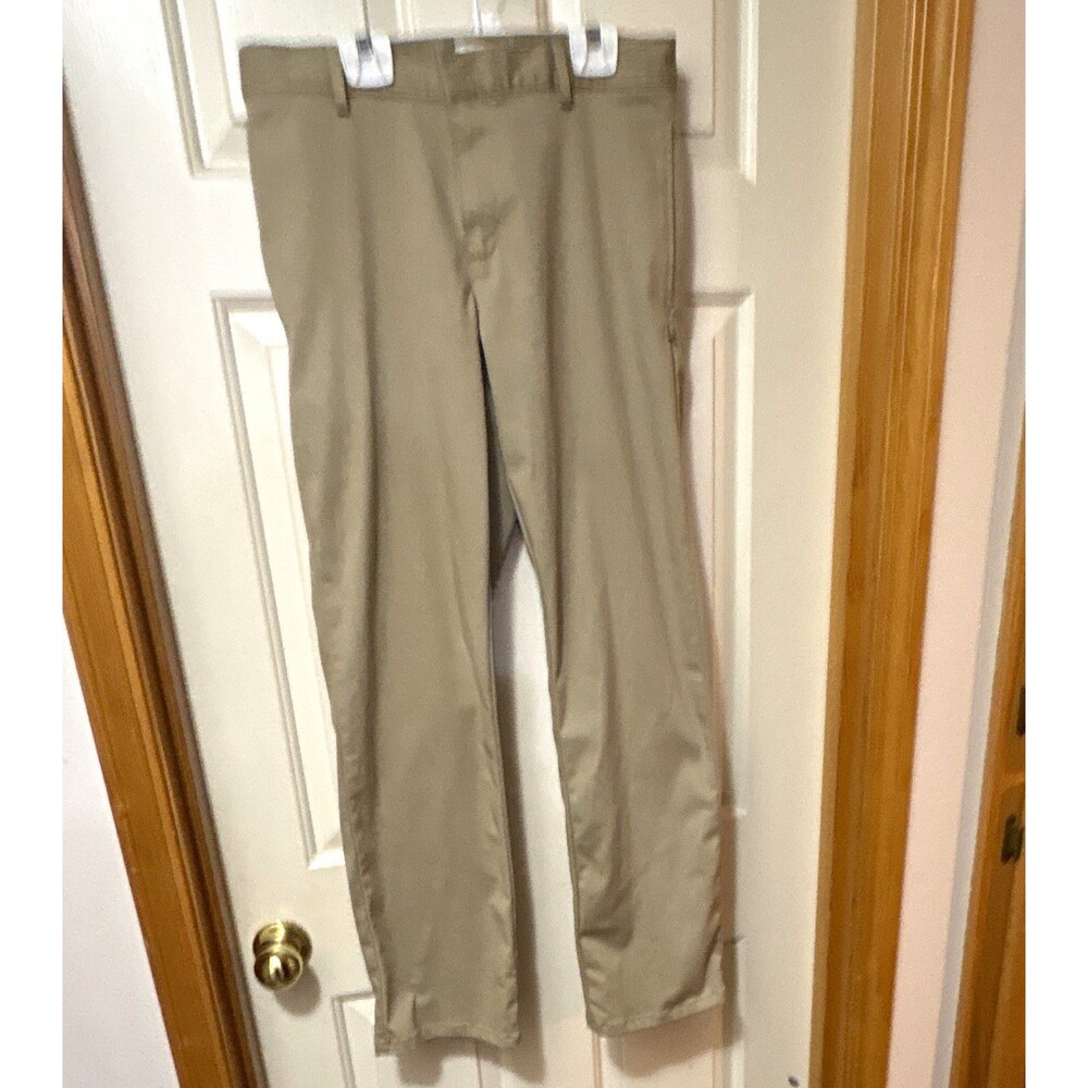 Dennis Mens Beige Cotton Twill Casual Pants Regular Fit Straight Leg 31W
